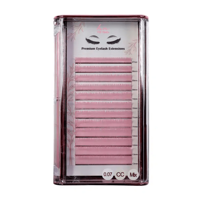 Caixa Pestanas 3D/Russas Pink CC 0,07mm Mix em Caixa 12 filas